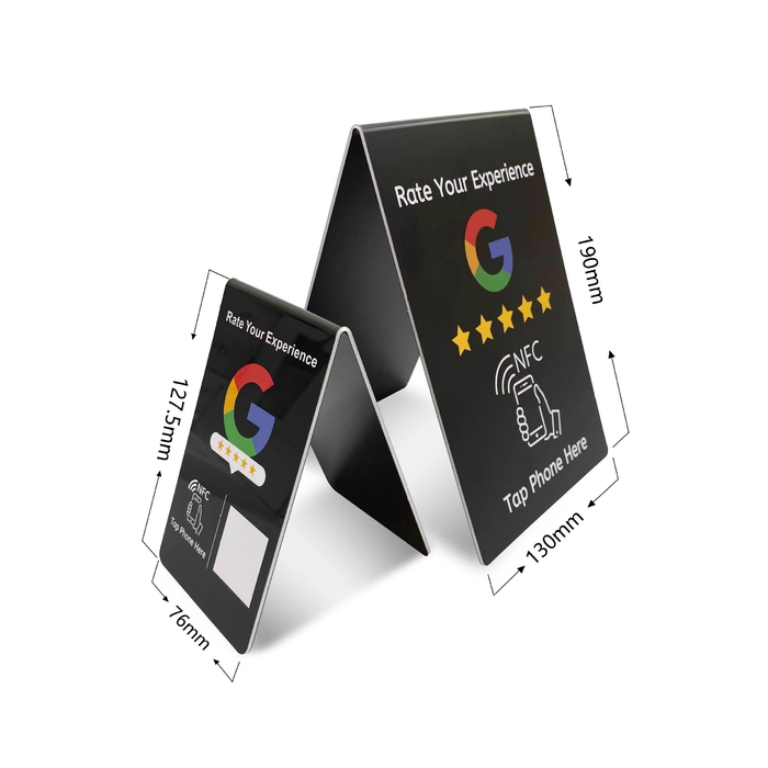 V-shaped acrylic NFC stand shown as a real product form